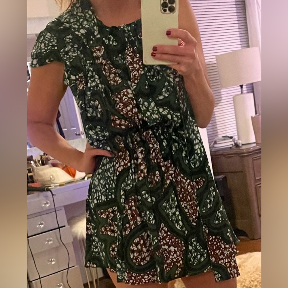 MARNI Brown and green off shoulder dress